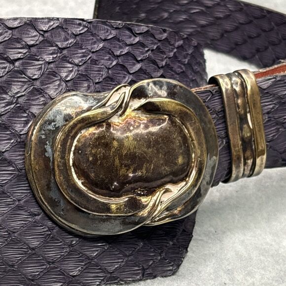 Brutalist Belt Buckle Colin Wilking Snake Asymmetrical Purple Dragon Vintage 70s - Picture 2 of 16